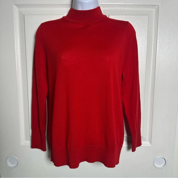Anthropologie Moth Small Pullover Wool Blend Sweater Top Lightweight Soft Red - Picture 1 of 14